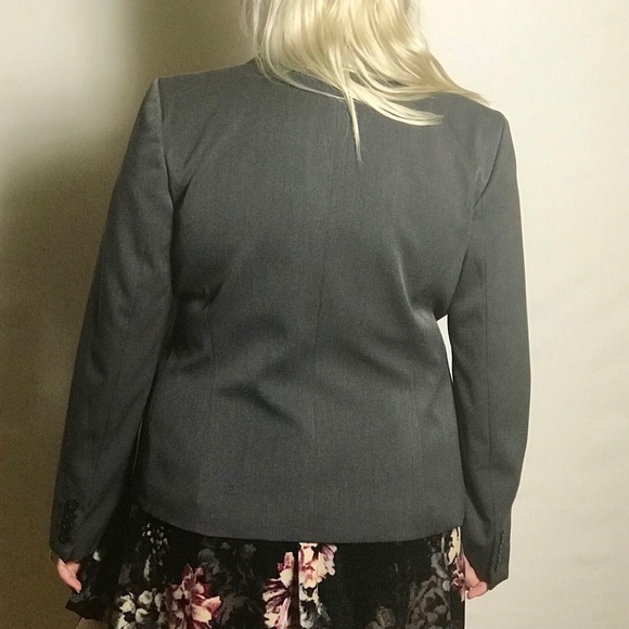 NWT AK Anne Klein Charcoal Collared Fitted Blazer - Picture 4 of 8